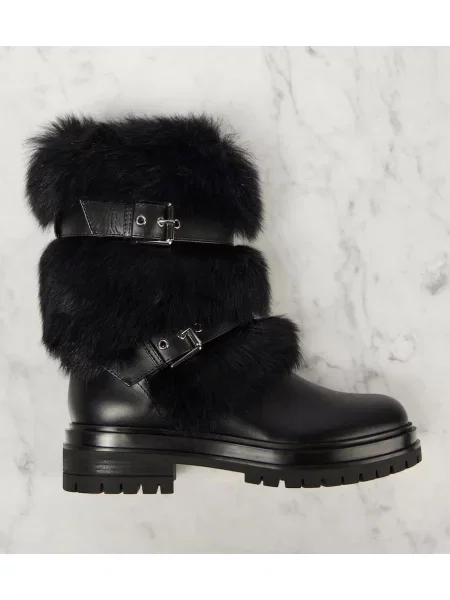 Botine Gianvito Rossi din piele biker negru