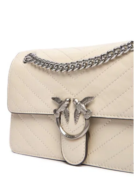 PINKO Torba za na rame Pinko Sac Rabat Love One Light Mini Vitello Wr Blanc' bijela