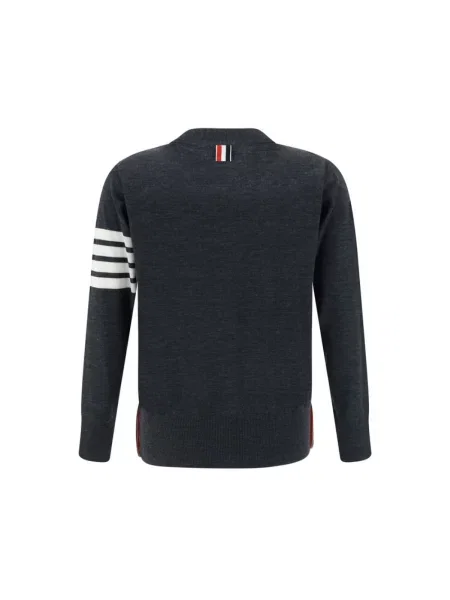 Sweter Thom Browne w paski z paskiem szary