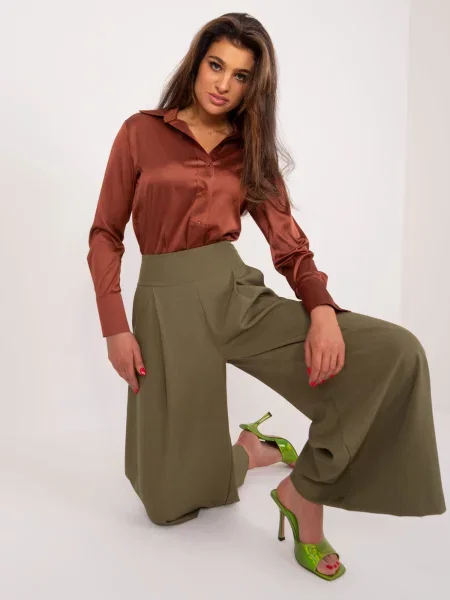 Szerokie spodnie Fashionhunters khaki