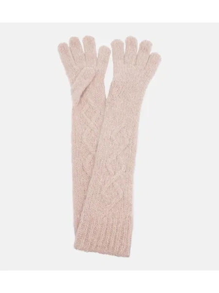 Rokavice Moncler z vezenjem iz alpake roza