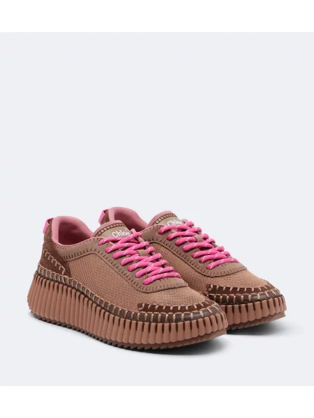 Sneakerși Chloé Nama din piele cu platformă maro
