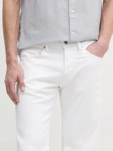 Къс панталон Pepe Jeans SLIM GYMDIGO SHORT TRACK бяло