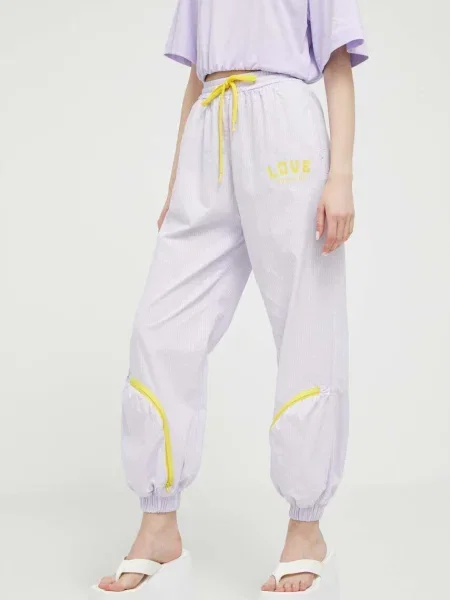 Love Moschino pantaloni de trening neted violet