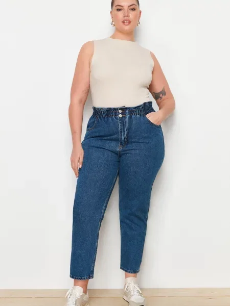 Blugi boyfriend Trendyol albastru