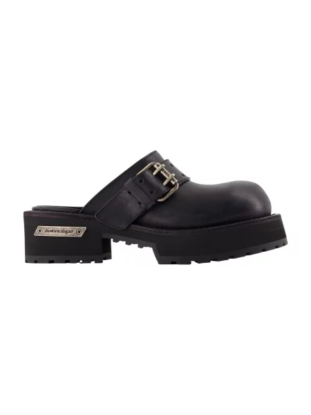 Klapki mules Balenciaga skórzane czarne