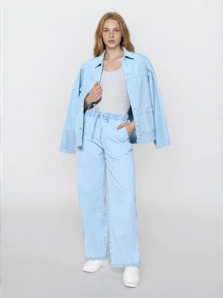 Джинси jogger wide-leg синій