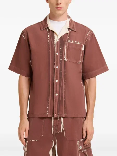 Košile Marni s autogramem hnědá