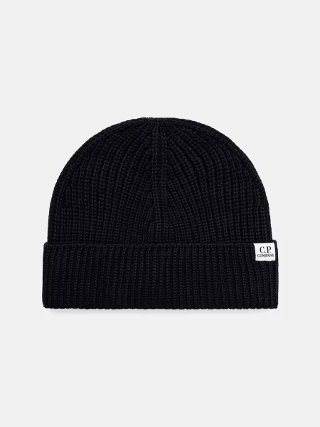 C.P. Company beanie kapa iz merino volne modra