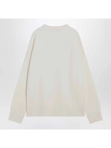Sweter Ami Paris z okrągłym dekoltem biały