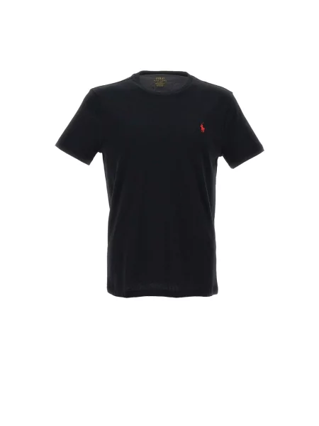 Koszulka polo Polo Ralph Lauren z dżerseju z dekoltem w kształcie litery U z długim rękawem czarna