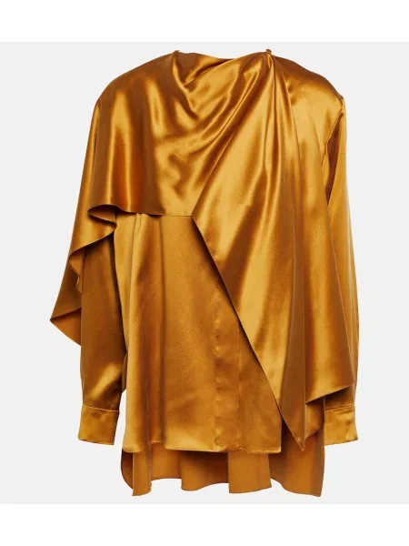 Satynowy top Roksanda drapowany żółty