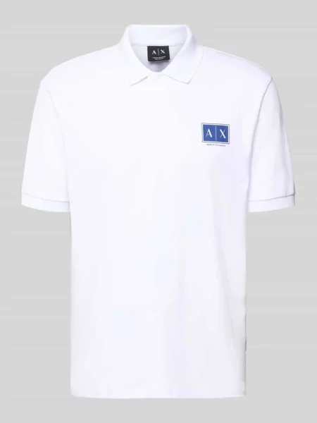 Koszulka polo o kroju regular fit z listwą guzikową Armani Exchange białe