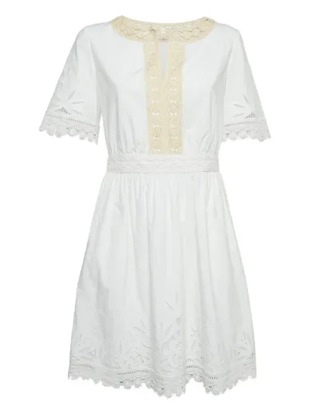 Rochie Tory Burch cu broderie din dantelă alb