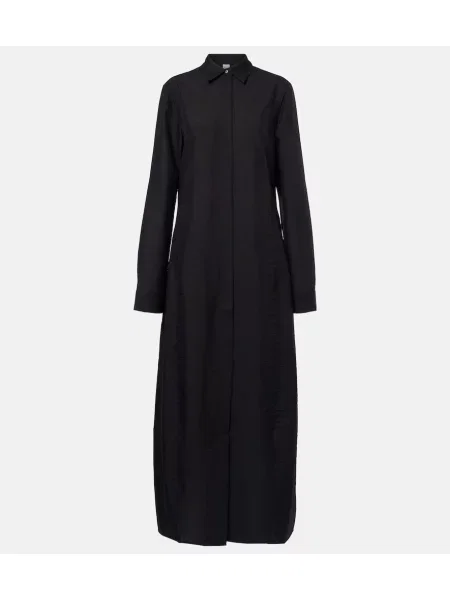 Jedwabna sukienka koszulowa Toteme garniturowa czarna