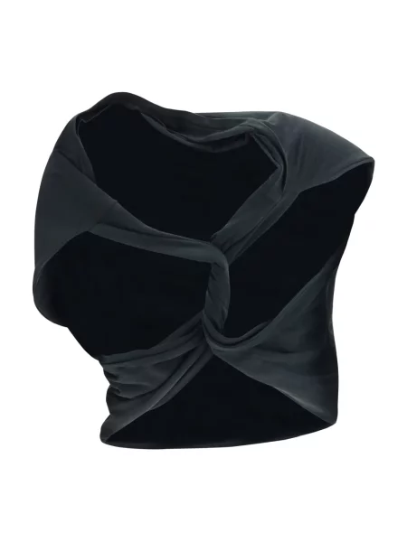 Bluzka Mm6 Maison Margiela z dżerseju asymetryczna drapowana czarna