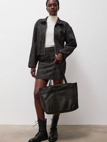 Answear.LAB geantă shopper pentru femei cu imitație de piele negru
