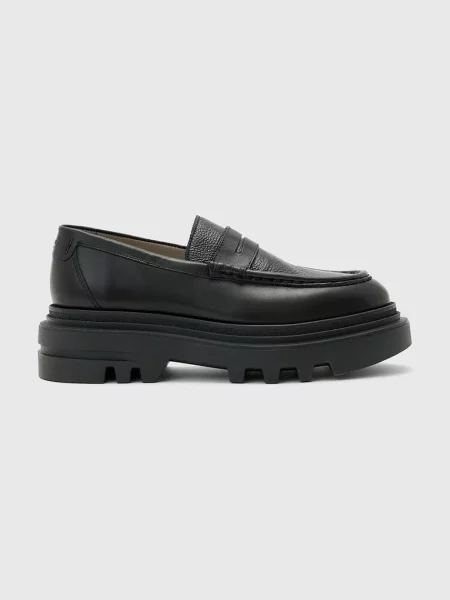 AllSaints mocasini de piele BETH LTHR LOAFER cu plat negru