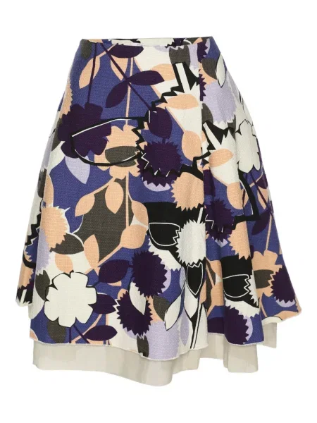 Fustă Dvf Diane Von Furstenberg cu model floral din canvas albastru