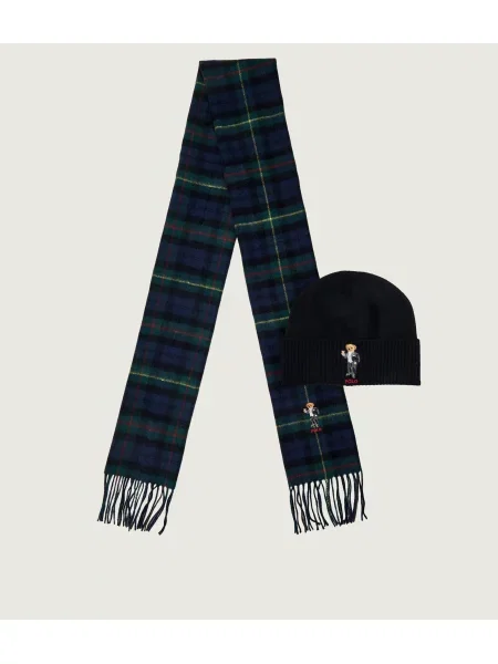 Polo Ralph Lauren Set Fular și Căciulă Colorat verde