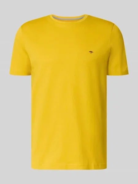 T-shirt z okrągłym dekoltem i wyhaftowanym logo Fynch-hatton żółta