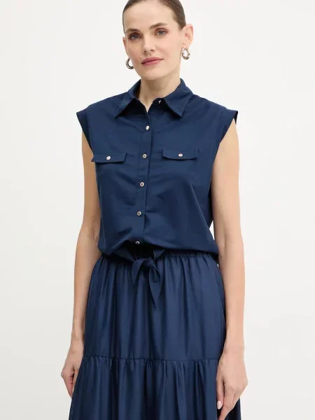 Риза Morgan дамска със стандартна кройка с класическа яка DAROD жълто