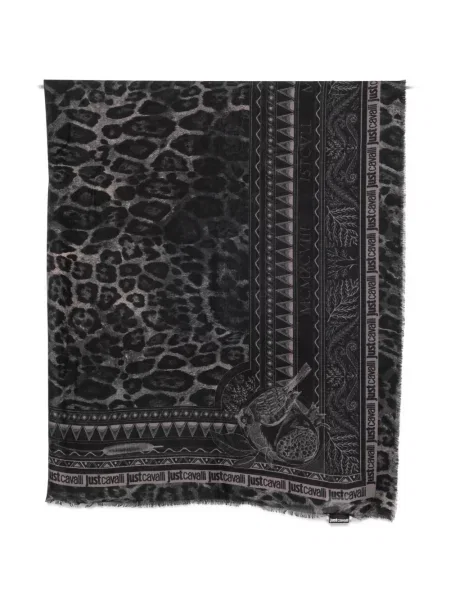 Fular Just Cavalli cu imagine cu model leopard negru