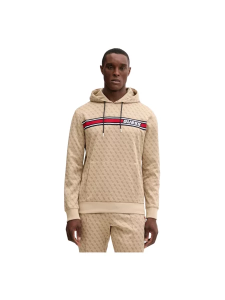 Guess bluza KORBIN z kapturem wzorzysta beżowy
