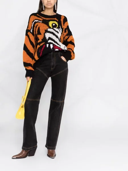 Megztinis Dsquared2 su tigro raštu oranžinė