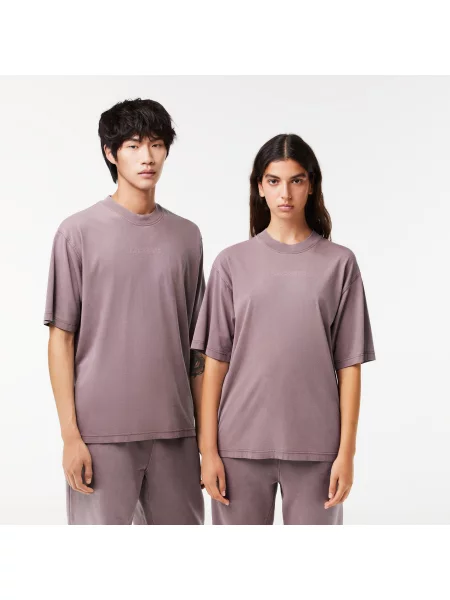 Lacoste Koszulka Loose Fit Jersey fioletowa