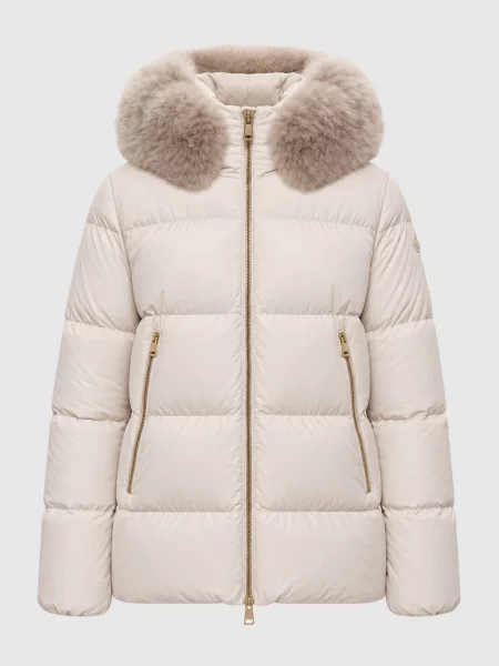 Пуховик Laichefur з хутром Moncler бежевий