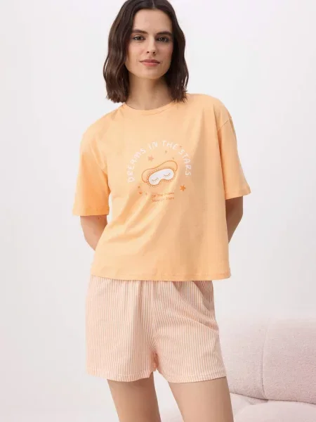 Trendyol Pantaloni scurți portocaliu alb