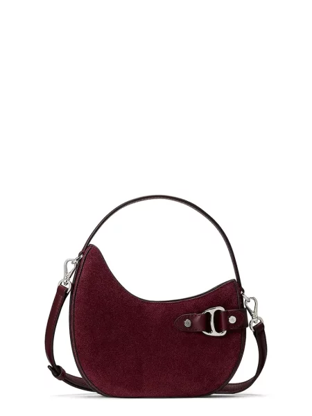 Torebka ze skóry bydlęcej z uchwytem i na ramię Lauren Ralph Lauren bordowa