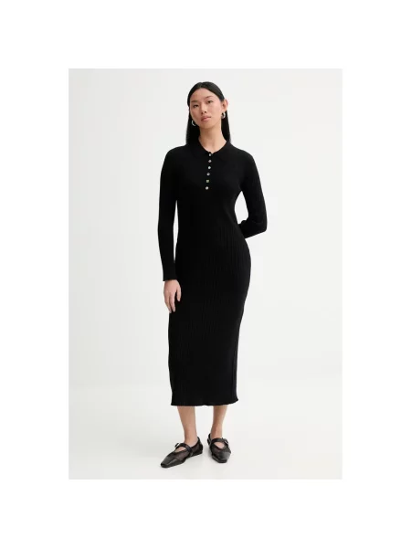 Sukienka midi Ps By Paul Smith wełniana czarna