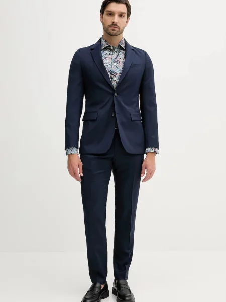 Костюм BOSS мъжки с изчистен дизайн тъмносиньо