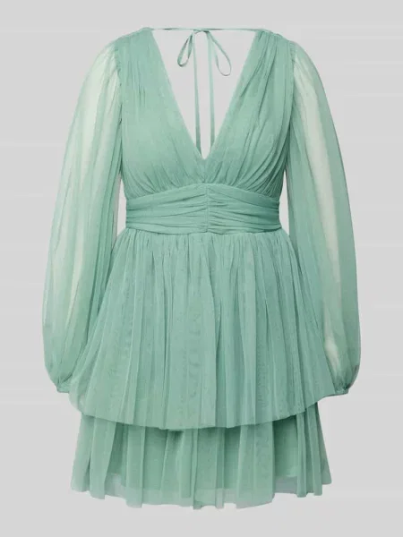 Sukienka koktajlowa z efektem stopniowania i dekoltem w serek Jake*s Cocktail zielona