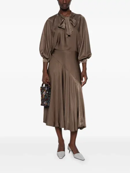 Rochie midi Dixie cu funde asimetrică maro