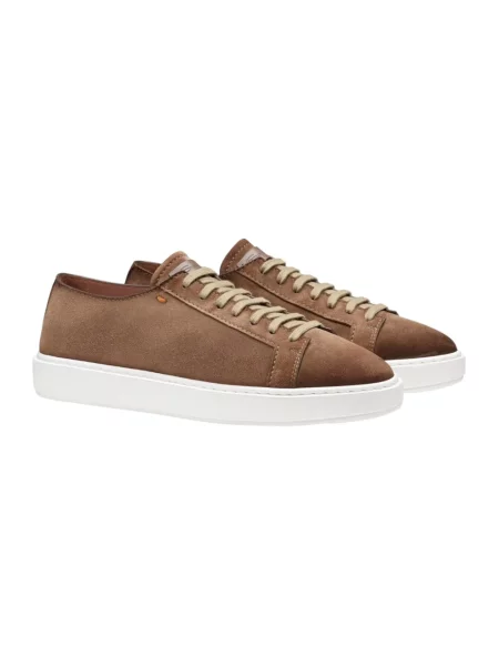 Sneakersy Santoni skórzane brązowe