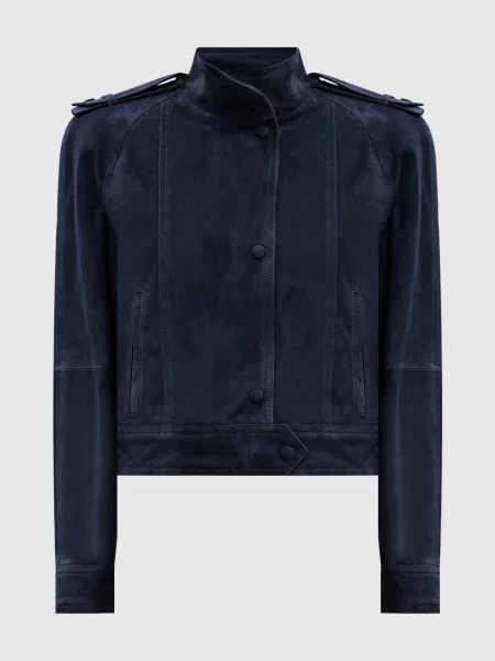 Замшева куртка з акцентними плечима Babe Pay Pls синя