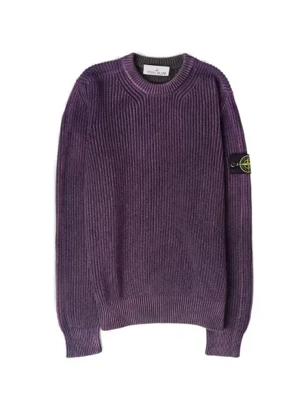 Pulover Stone Island cu decolteu rotund cu strasuri violet