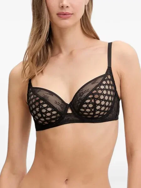Sutien Chantelle cu imprimeu geometric din dantelă negru