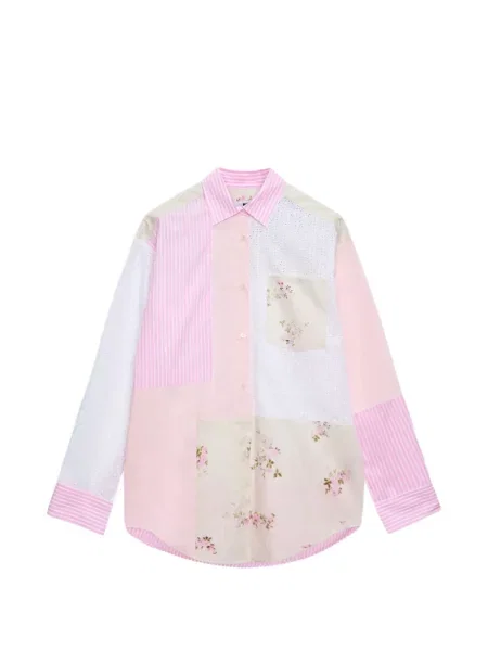 Cămașă Msgm cu dungi cu imagine roz