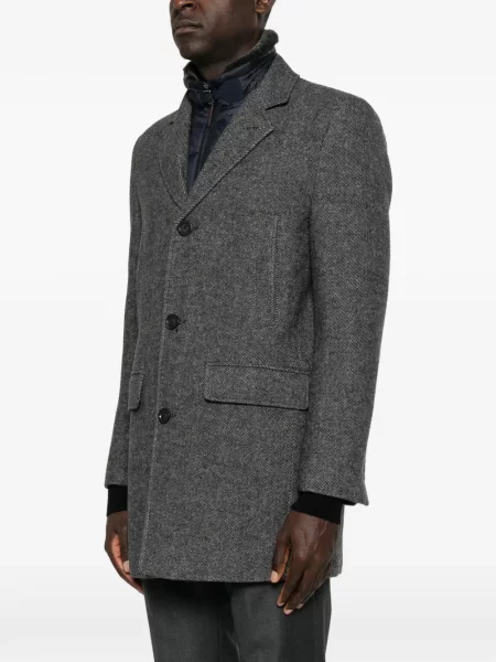 Palton Mabrun cu model herringbone gri