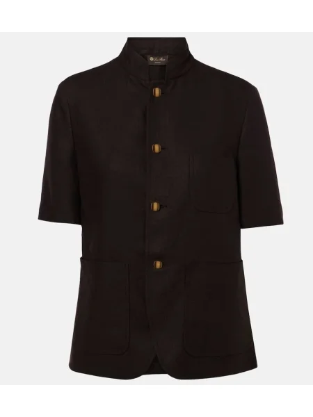 Lniany top Loro Piana brązowy