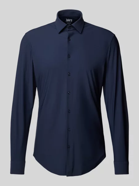 Koszula biznesowa o kroju slim fit z jednolitą fakturą Jake*s granatowa