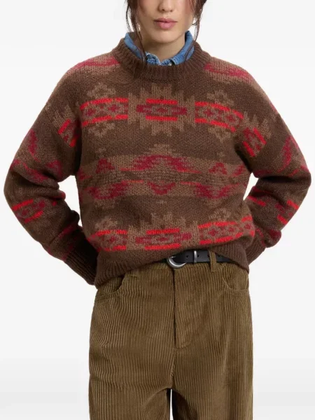 Pulover Woolrich cu decolteu rotund maro