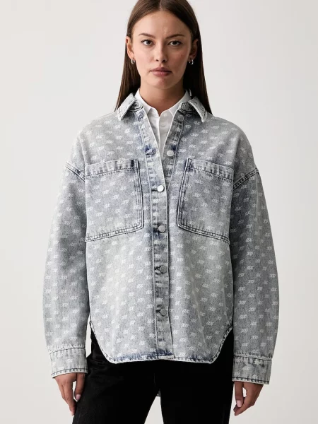 Armani Exchange cămașă de damă din denim albastru