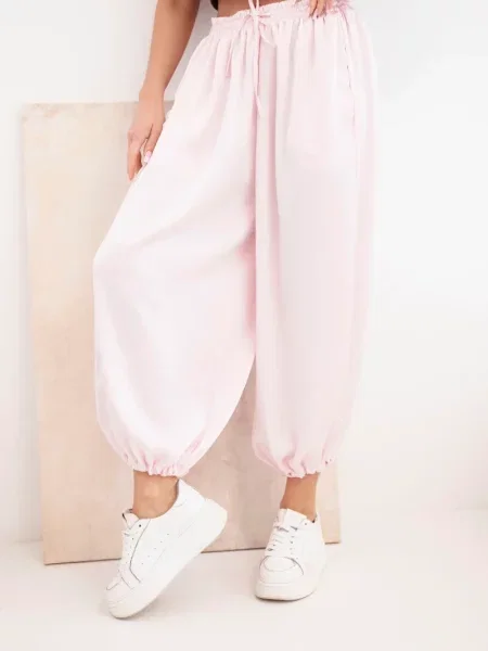 Talie elastică pantaloni cu talie elastică Kesi Włoski roz