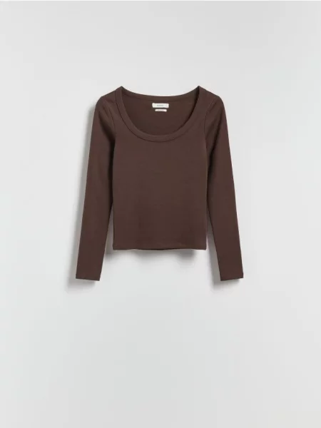 Reserved longsleeve ciemnobrązowy