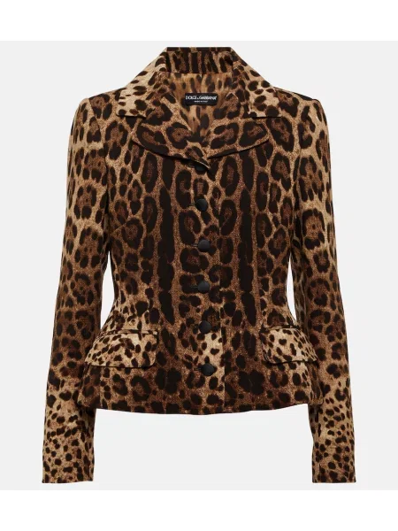Geacă Dolce&gabbana de lână cu imagine cu model leopard